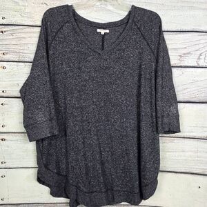 Maurices Gray Soft Knit 3/4 Sleeve Pullover Top L